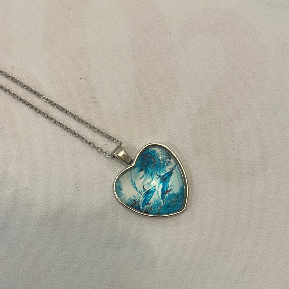 Blue Heart Pendant Necklace